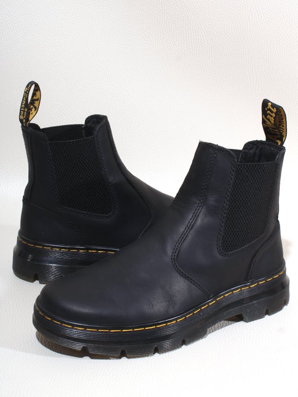 Dr. Martens Embury Black Leather Chelsea Combat Moto Boot Womens 8